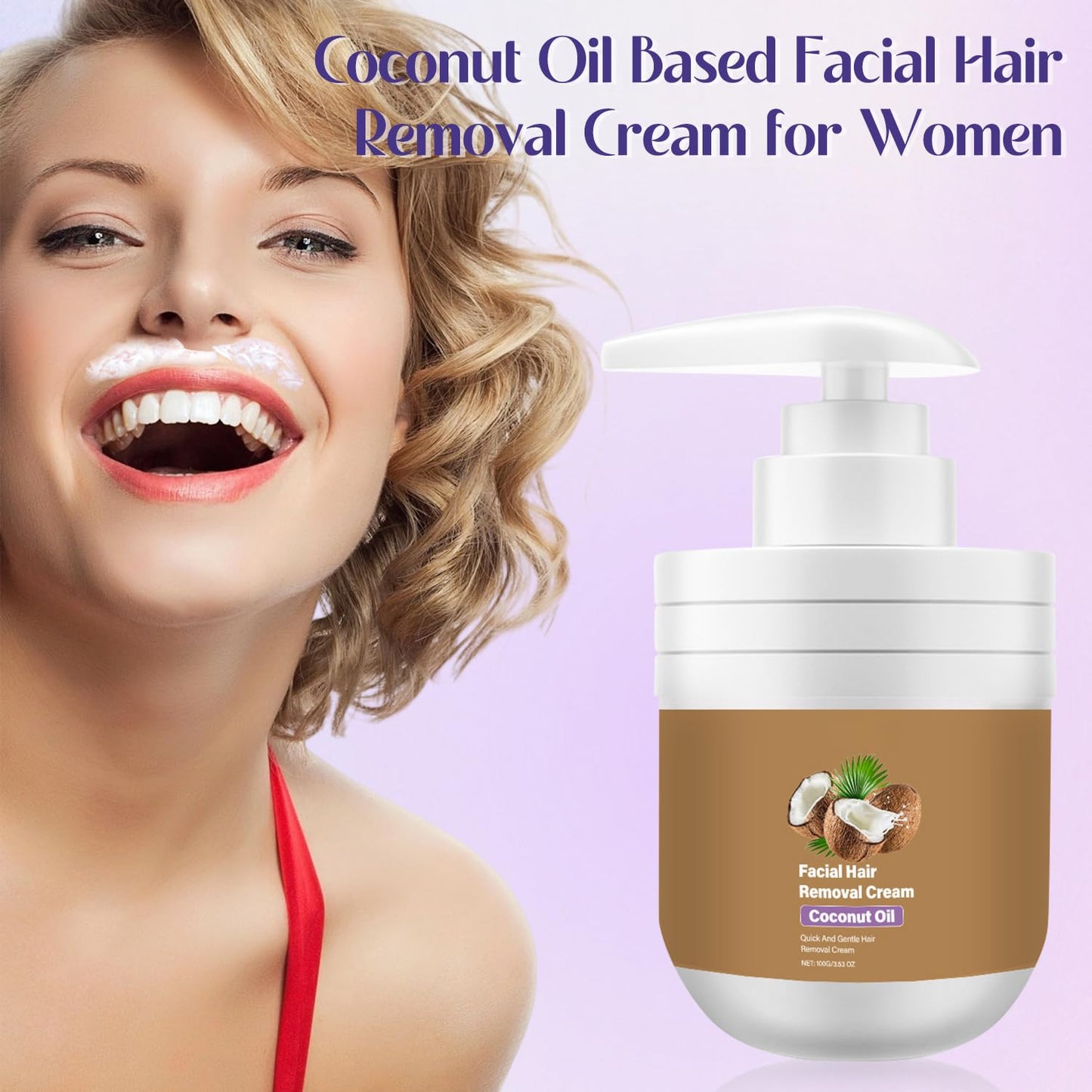 Coconut Oil Facial & Body Hair Removal Cream for Women