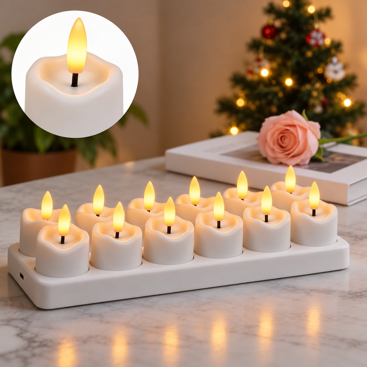 🕯️ Rechargeable Flameless LED Candles with Remote & Timer, Flickering Light for Home Holiday Decor