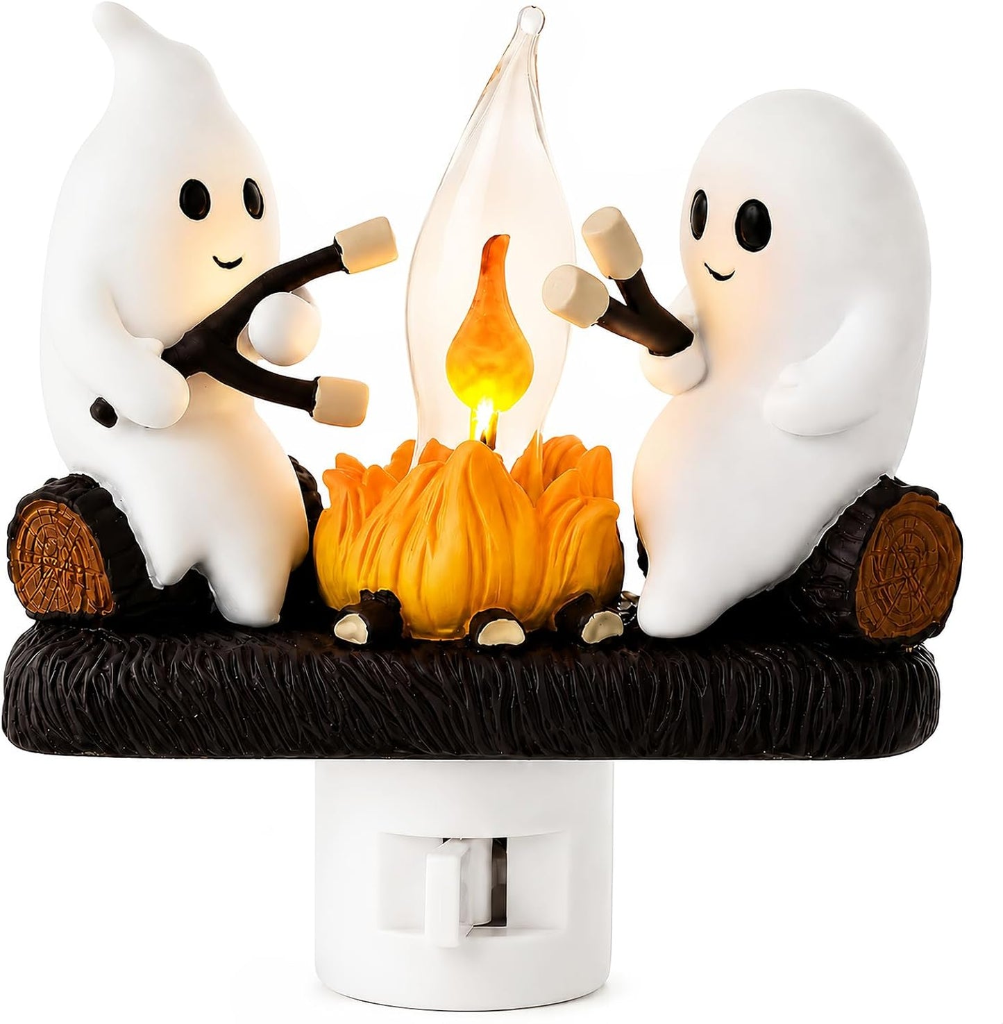 Halloween Ghost Campfire Flickering Flame Plug-in Wall Night Light