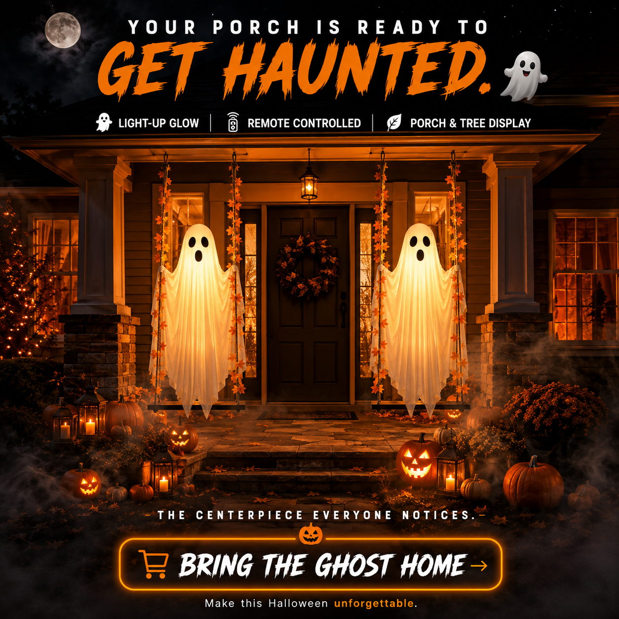 π» Light-Up Swinging Ghost Halloween Decoration