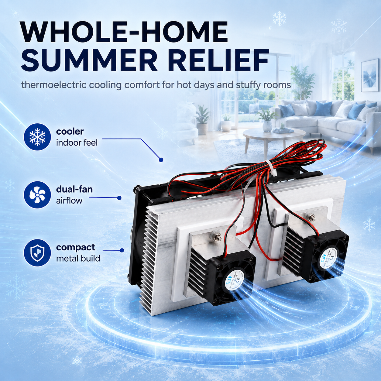 Dual 12V DC Peltier Semiconductor Cooling Module Kit, DIY Space Cooling Unit with Heat Sink