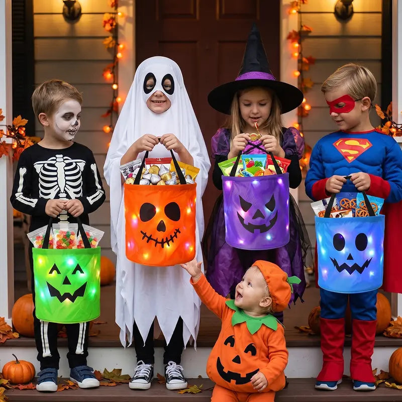 π Light Up the Night! 3-Piece LED Halloween Candy Bucket Set π»