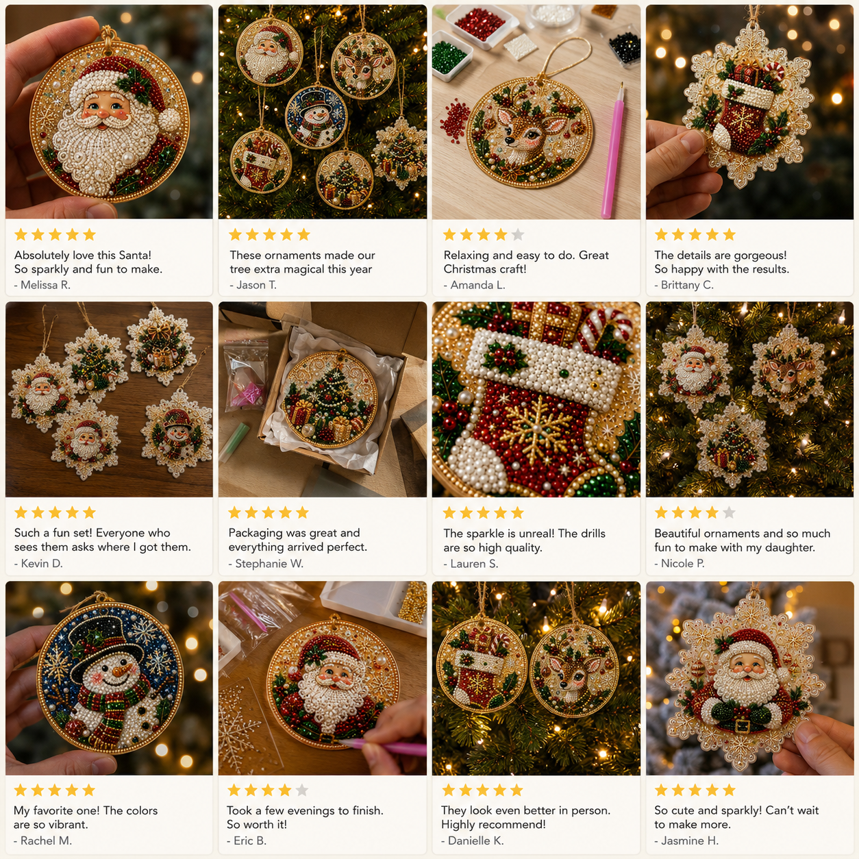🎄DIY Diamond Painting Christmas Ornaments – 6Pc Set