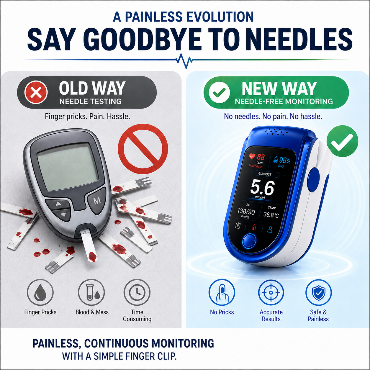 Non-invasive health tracker with large display and simple controls