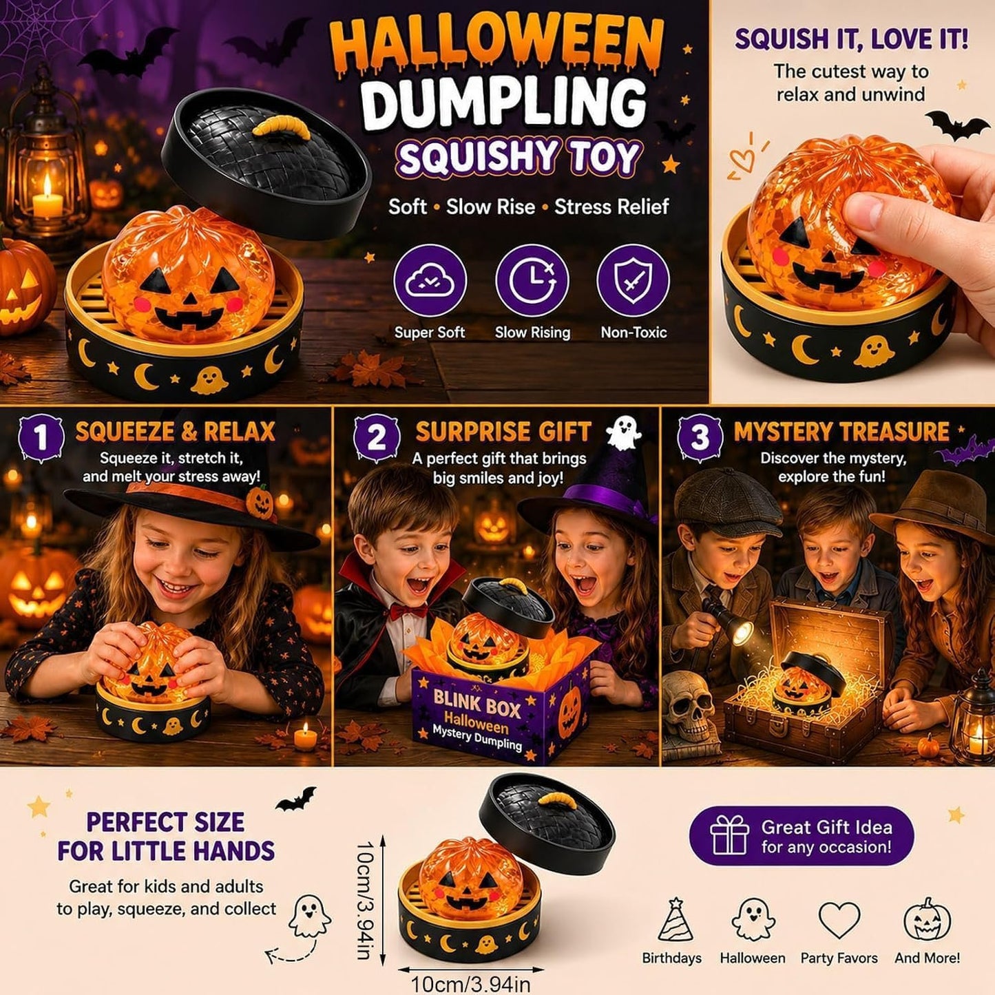 Cute Halloween Scary Ghost Maruko Squeeze Toy Set