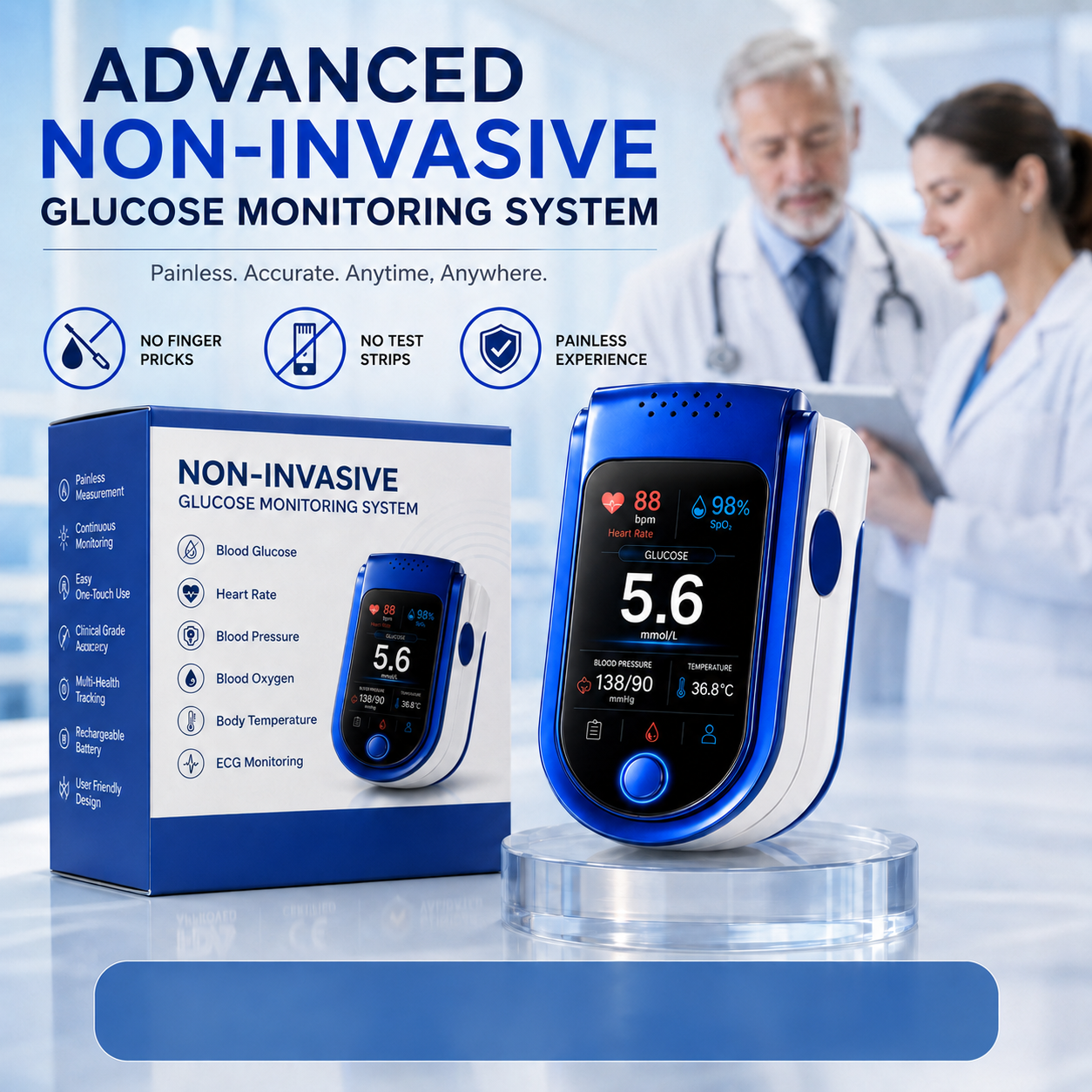 Blue non-invasive health monitor product detail image