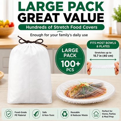 🔥100PCS Elastic Stretch Food Covers for Bowls & Plates