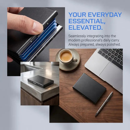 💼 BUSINESS FAVORITE | Metal Card Holder – Slim RFID Wallet, Matte Black Finish