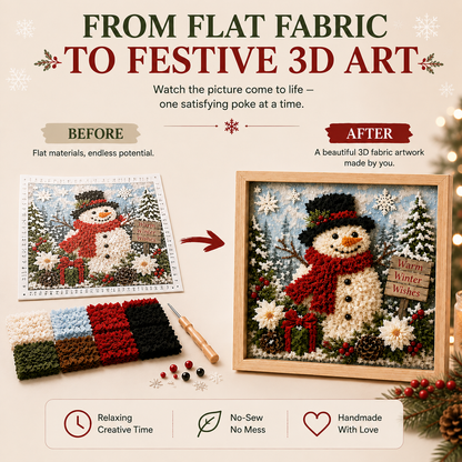⛄ DIY Snowman Fabric Poke Art Kit, Handmade 3D Christmas Holiday Decoration Craft Set