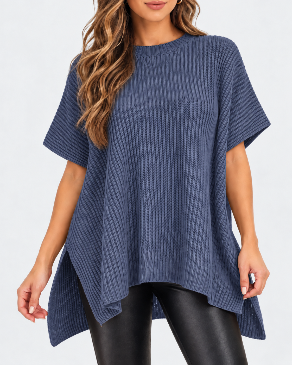 Relaxed Oversized Puff-Sleeve Knit Pullover Top