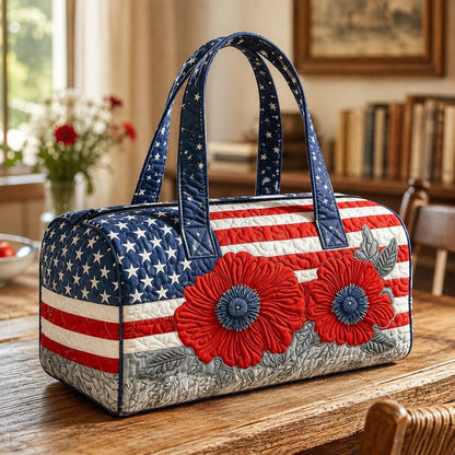 Floral American Flag Travel Duffel