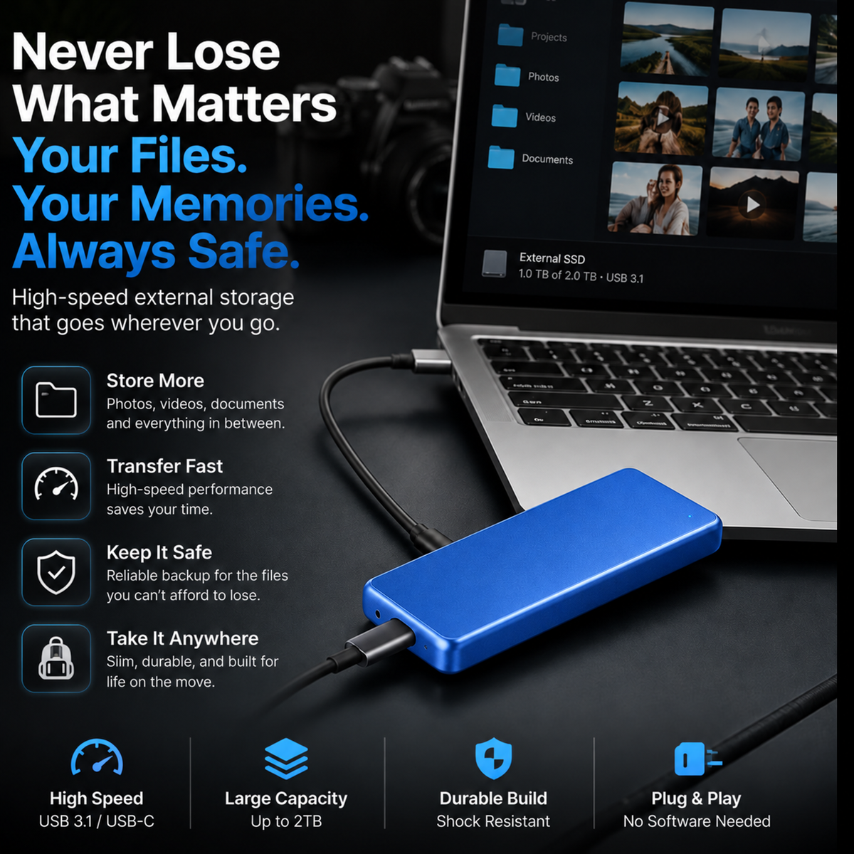 Portable External SSD – Protect Your Photos, Videos & Important Files
