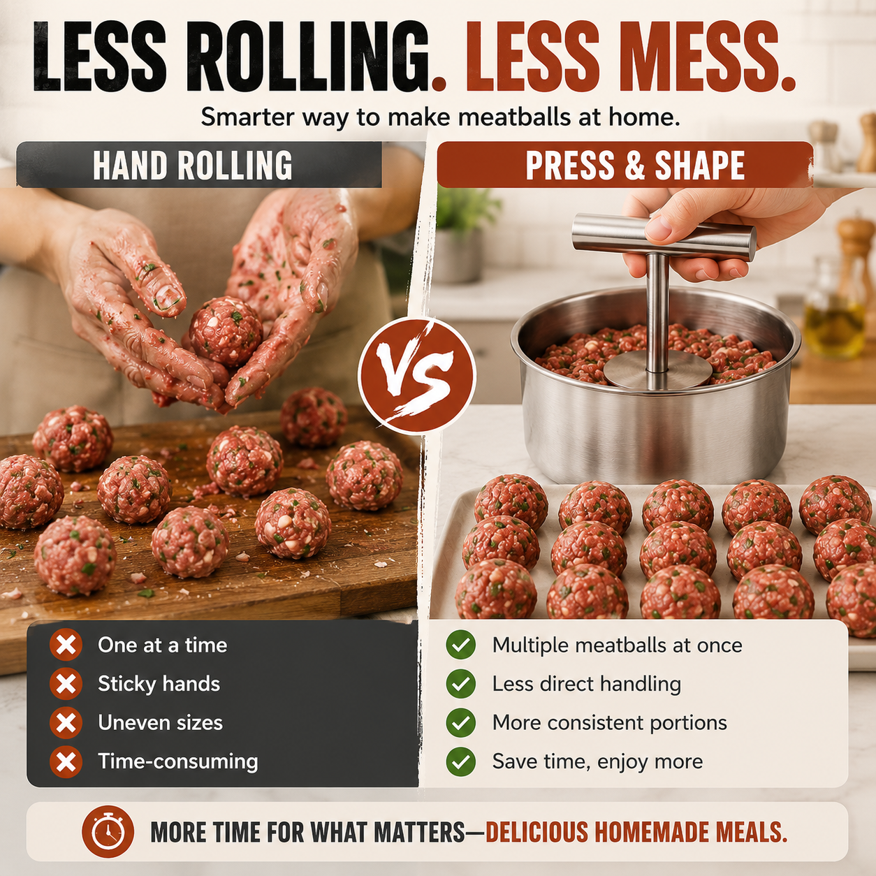 🍝Stainless Steel Meatball Press for Uniform Home‑Made Meatballs