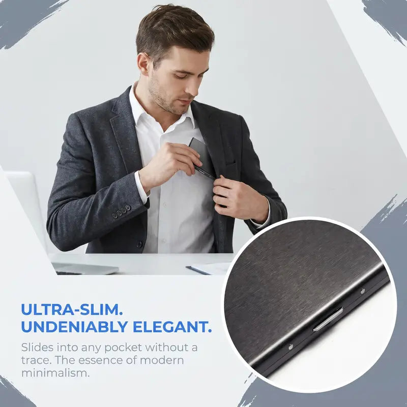 💼 BUSINESS FAVORITE | Metal Card Holder – Slim RFID Wallet, Matte Black Finish
