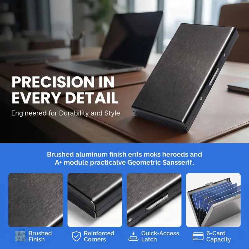 💼 BUSINESS FAVORITE | Metal Card Holder – Slim RFID Wallet, Matte Black Finish