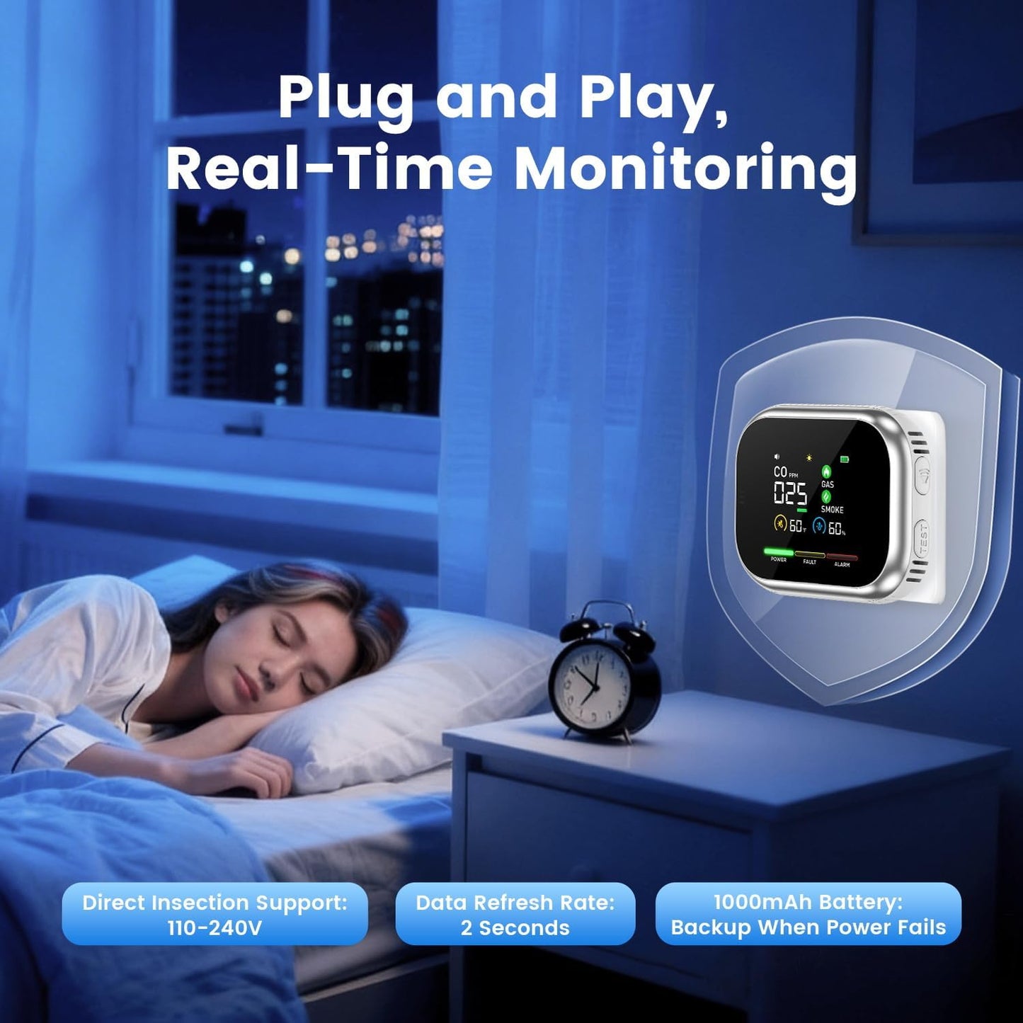 6-in-1 Safety Detector with Large LCD Display