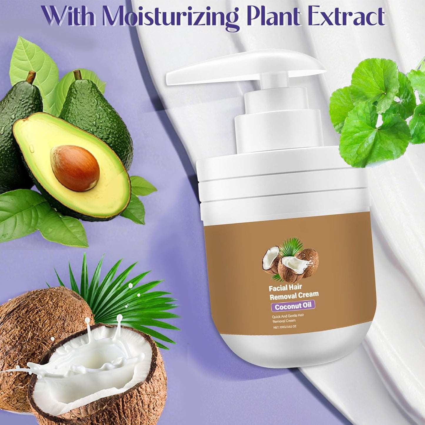 Coconut Oil Facial & Body Hair Removal Cream for Women