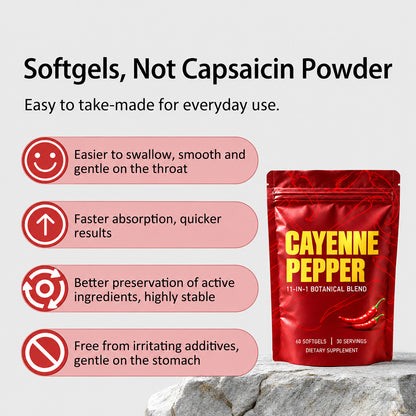 Cardiovascular Health with Cayenne Pepper Softgels 11-in-1 Formula