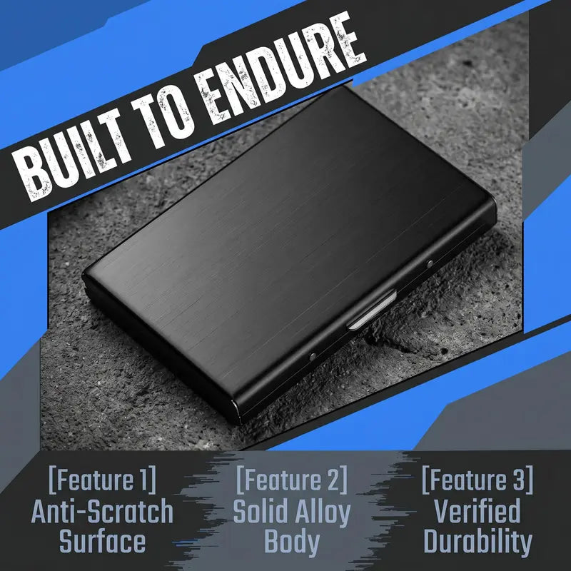 💼 BUSINESS FAVORITE | Metal Card Holder – Slim RFID Wallet, Matte Black Finish