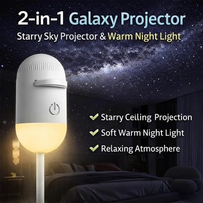 2-in-1 Galaxy Star Projector USB Night Light for Indoor Decor