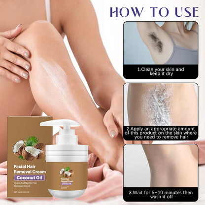 Coconut Oil Facial & Body Hair Removal Cream for Women