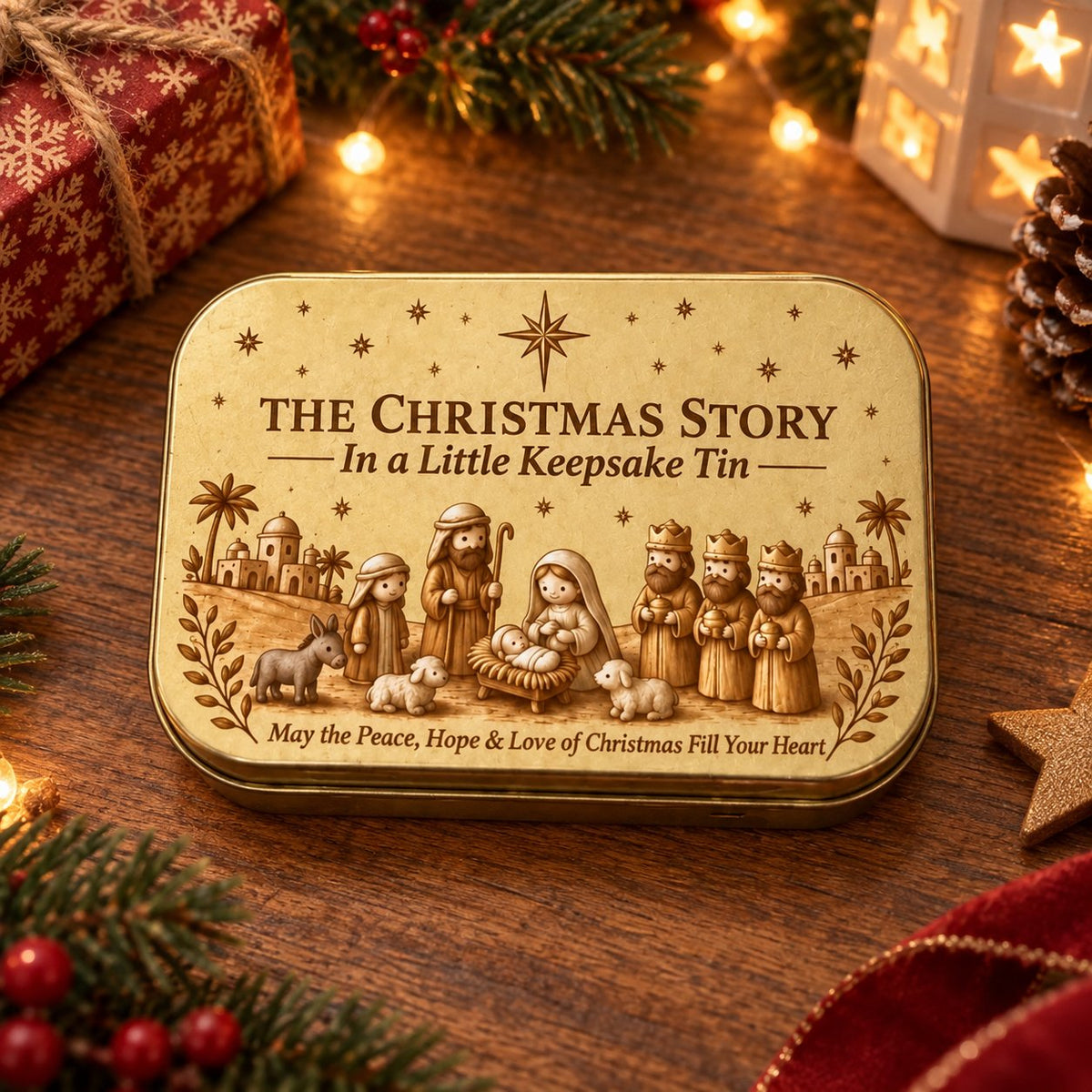 ✝️ Mini Nativity Scene Keepsake Tin — 🙏Pocket-Sized Christmas Holy Family Set