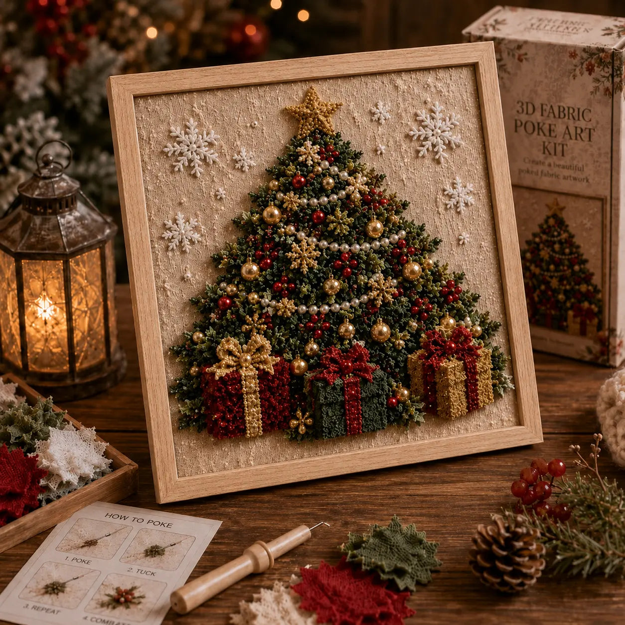 ⛄ DIY Snowman Fabric Poke Art Kit, Handmade 3D Christmas Holiday Decoration Craft Set