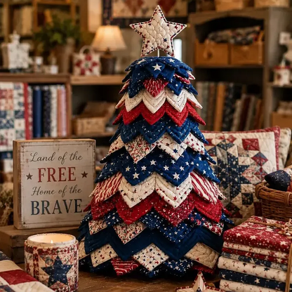 🎄Americana Christmas Tree Quilt Kit – Easy Layered Fabric Holiday Décor for Quilting Lovers