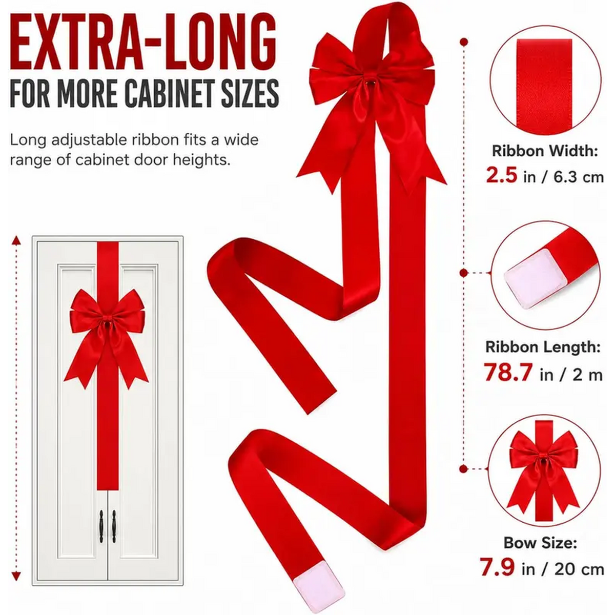 🎀CHRISTMAS BOW RIBBON DECORATION🎄- FESTIVE DOOR & CABINET DECOR FOR THE HOLIDAYS