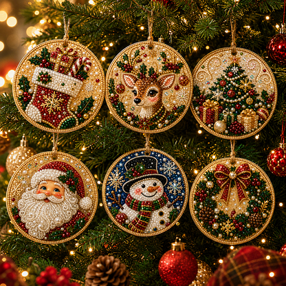 🎄DIY Diamond Painting Christmas Ornaments – 6Pc Set