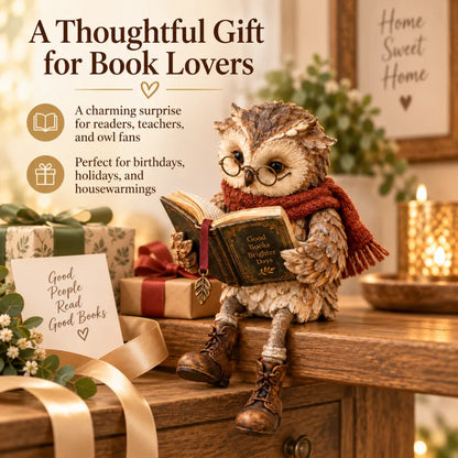 Reading Owl Figurine – Cozy Book-Lover Tabletop Décor