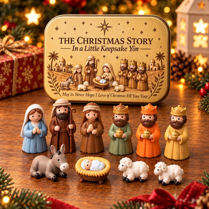 ✝️ Mini Nativity Scene Keepsake Tin — 🙏Pocket-Sized Christmas Holy Family Set