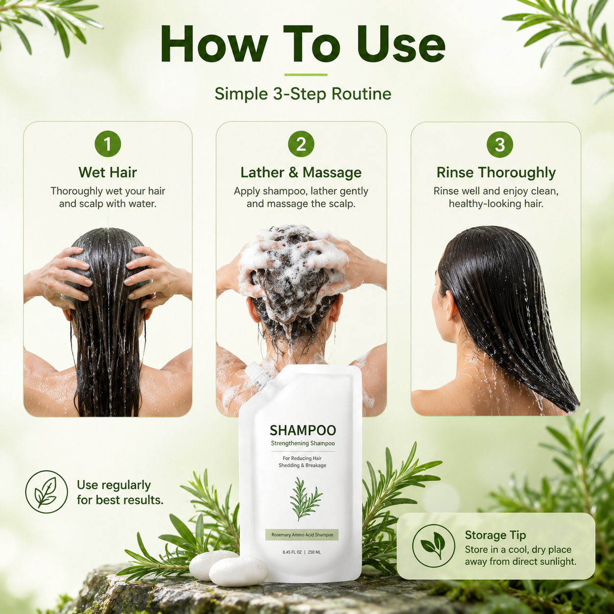 Strengthening Shampoo for Reducing Hair Shedding & Breakage