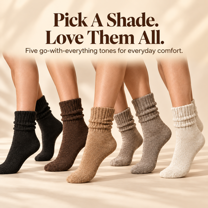 Fleece Lined Ribbed Crew Socks, Cozy Warm