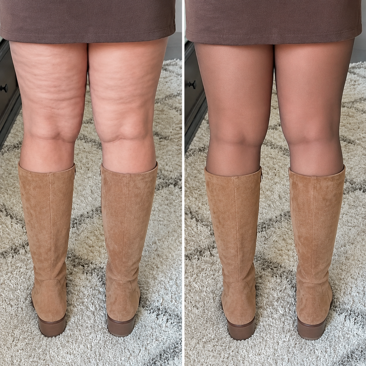 Original photo: bare leg before and after