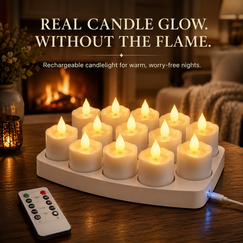 🕯️ Rechargeable Flameless LED Candles with Remote & Timer, Flickering Light for Home Holiday Decor