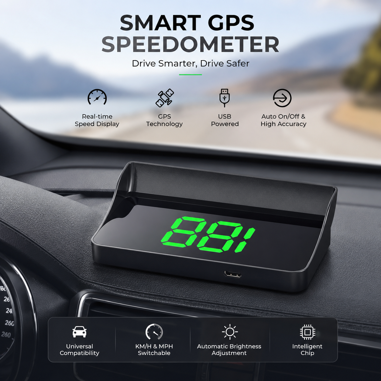 Head Up Display Car GPS Digital Speedometer