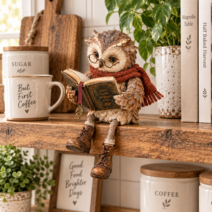 Reading Owl Figurine – Cozy Book-Lover Tabletop Décor