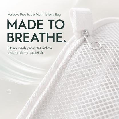 🧼 2‑Pack Quick‑Dry Mesh Hanging Toiletry Bag with Toothbrush Slots