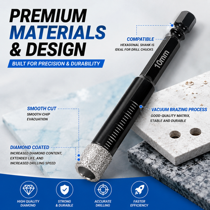 💎 6-Piece Diamond Drill Bit Set – Clean Dry Drilling for Tile, Glass & Stone