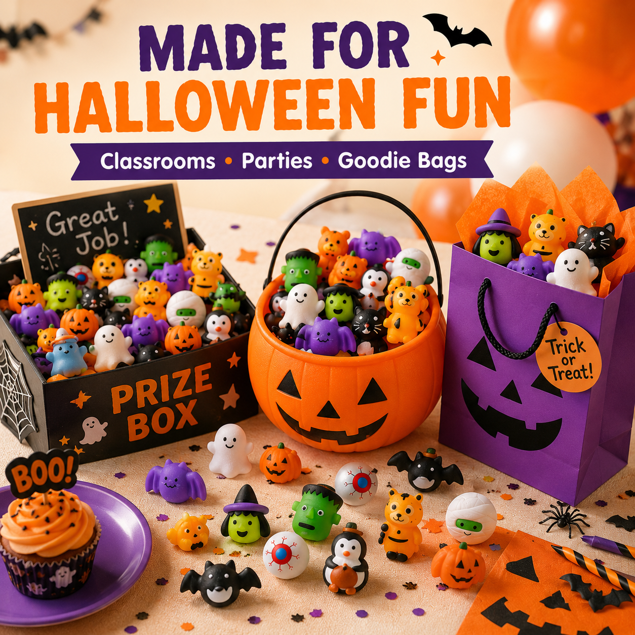 🎃Halloween Mochi Squishy Toys – Cute Sensory Party Favors & Goodie Bag Fillers