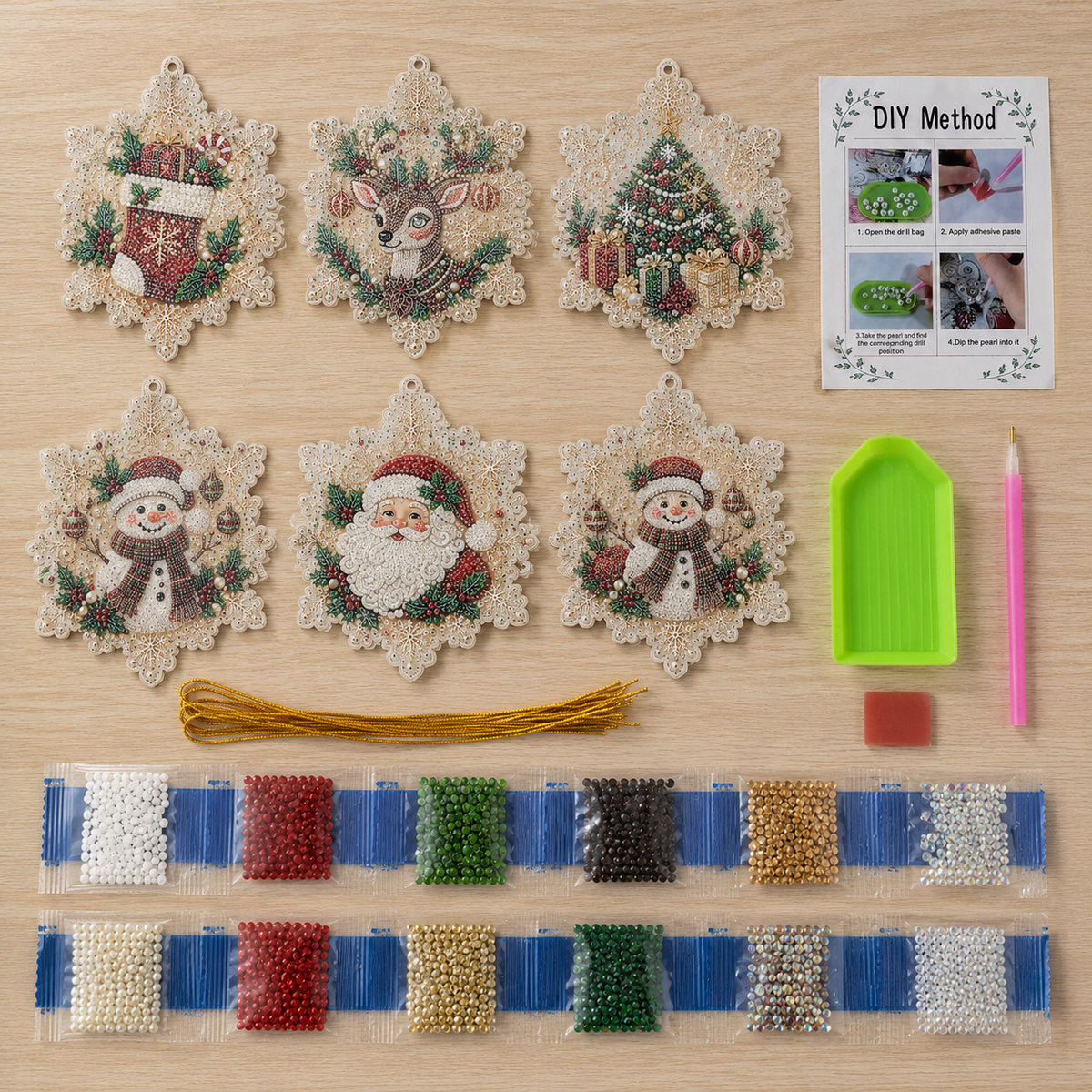 🎄DIY Diamond Painting Christmas Ornaments – 6Pc Set