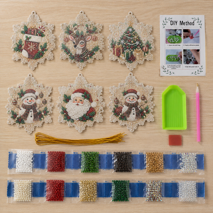🎄DIY Diamond Painting Christmas Ornaments – 6Pc Set