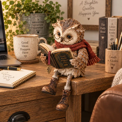 Reading Owl Figurine – Cozy Book-Lover Tabletop Décor