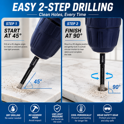 💎 6-Piece Diamond Drill Bit Set – Clean Dry Drilling for Tile, Glass & Stone