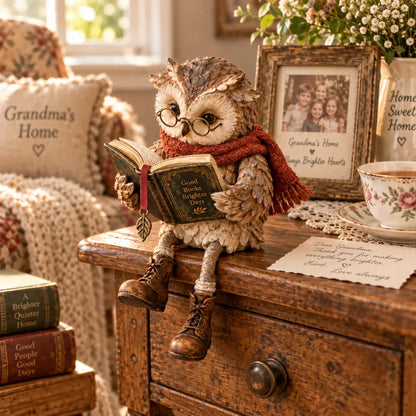 Reading Owl Figurine – Cozy Book-Lover Tabletop Décor