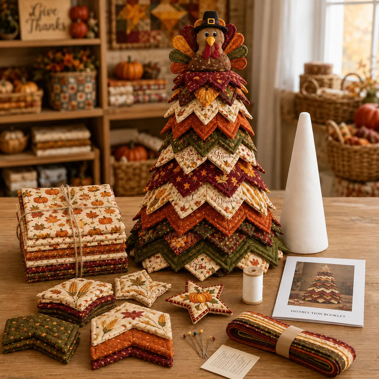 🎄Americana Christmas Tree Quilt Kit – Easy Layered Fabric Holiday Décor for Quilting Lovers
