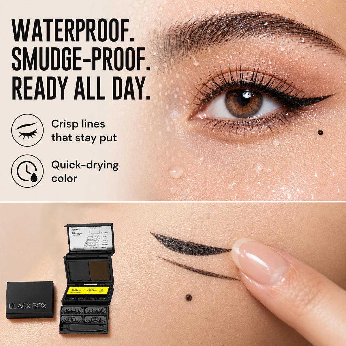 3‑in‑1 Lower Lash, Eyeliner & Beauty Mark Stamp Kit, Portable Makeup Tool