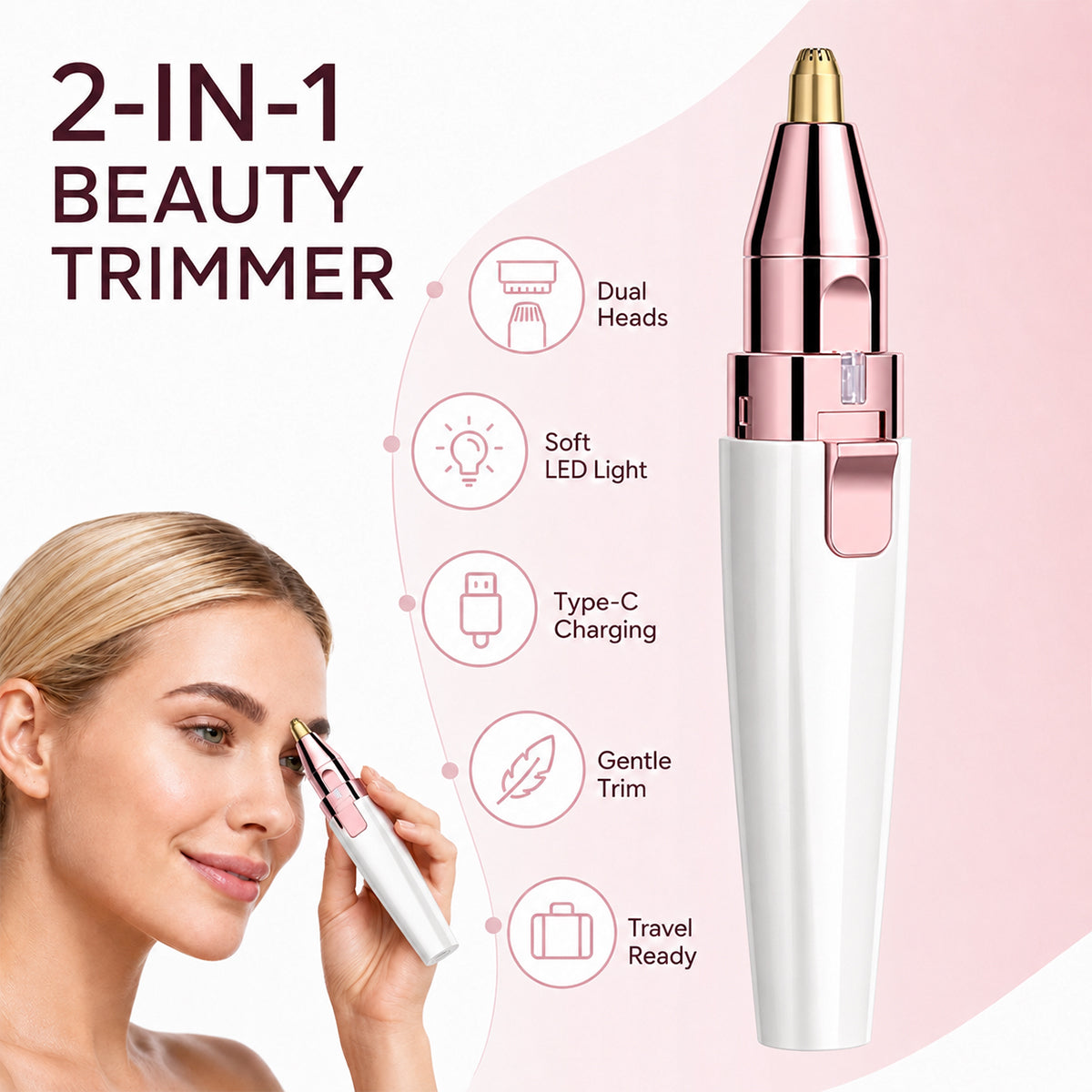 2 in 1 facial & eyebrow hair trimmer