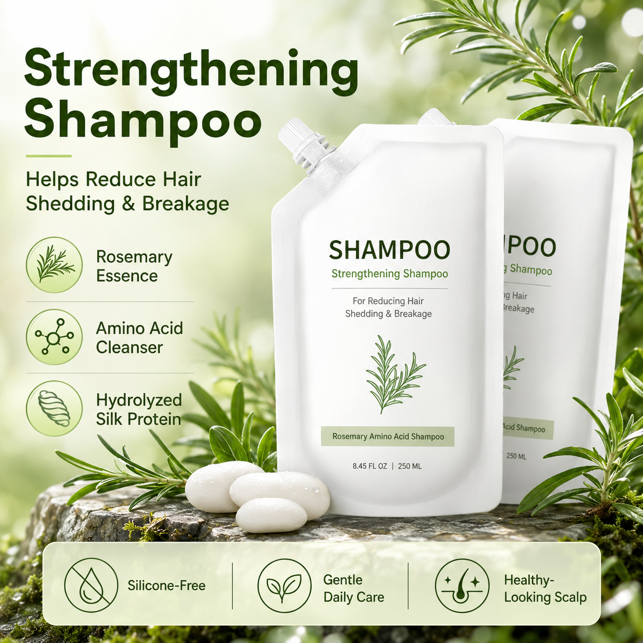 Strengthening Shampoo for Reducing Hair Shedding & Breakage